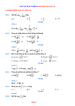 TOP 60 câu trắc nghiệm giới hạn dãy số (có lời giải)