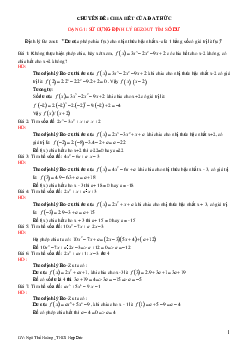 Chuyên đề chia hết của đa thức bồi dưỡng học sinh giỏi Toán 8
