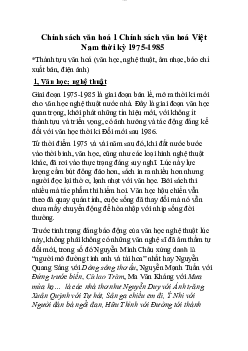 Chính sách văn hoá 1 chính sách văn hoá Việt Nam thời kỳ 1975-1985 ?