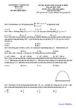 Đề tuyển sinh lớp 10 THPT năm 2019 – 2020 môn Toán sở GD&ĐT Hưng Yên