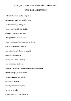 Từ vựng Unit 8 lớp 9 Celebrations