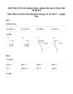 Giải Toán lớp 4 Bài 3: Ôn tập phép nhân, phép chia | chân trời sáng tạo