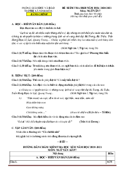 Đề thi HK2 Ngữ Văn 7 năm học 2020-2021 phòng GD Ninh Hòa( có đáp án )