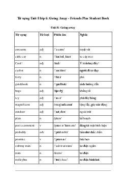 Giải Tiếng Anh 6 Unit 8: Từ vựng - Friends Plus