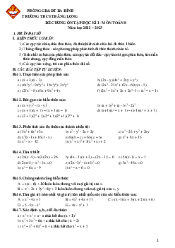 Đề cương học kì 1 Toán 8 năm 2022 – 2023 trường THCS Thăng Long – Hà Nội