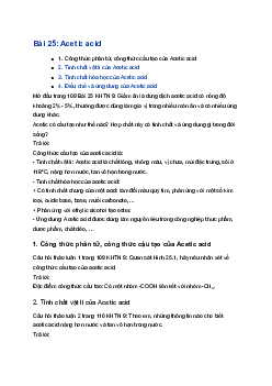 Giải Khoa học tự nhiên 9 Chân trời sáng tạo Bài 25: Acetic acid