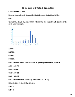 Đề thi học kì 2 Toán 7 - Đề 1 | Cánh diều năm 2023