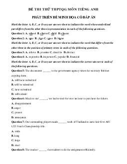 Đề thi thử THPT Quốc Gia 2023 môn Tiếng Anh - Đề 2 (có đáp án)