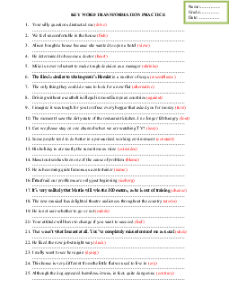 50 QUESTIONS - KEY WORD TRANSFORMATION PRACTICE C1, C2 - HSG Tiếng Anh