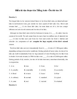 Điền từ vào đoạn văn Tiếng Anh - Ôn thi vào 10