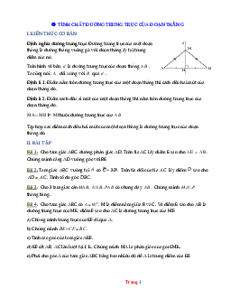 Bài tập hình học  lớp 7 tính chất đường trung trực của đoạn thẳng