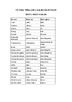 Từ vựng unit 2 lớp 4 What I can do