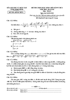 Đề thi chọn học sinh giỏi Toán 9 năm 2014 – 2015 sở GD&ĐT Ninh Bình