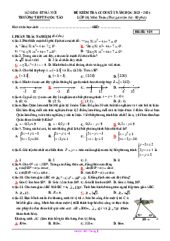 Đề cuối kỳ 1 Toán 10 năm 2023 – 2024 trường THPT Ngọc Tảo – Hà Nội