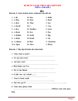 Bộ đề ôn tập hệ thống kiến thức Tiếng Anh lớp 3