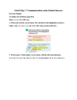 Unit 8 lớp 7 Communication sách Global Success