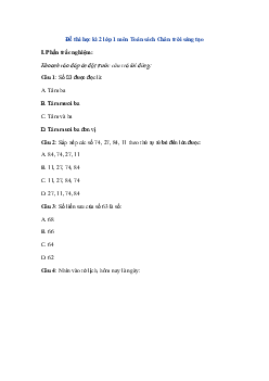 Đề thi học kì 2 lớp 1 môn Toán Chân trời sáng tạo năm 2024 - Đề 2