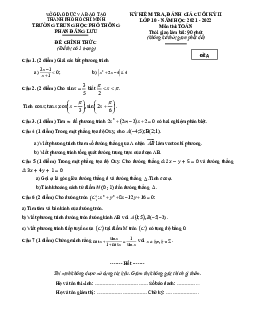 Đề cuối kỳ 2 Toán 10 năm 2021 – 2022 trường THPT Phan Đăng Lưu – TP HCM