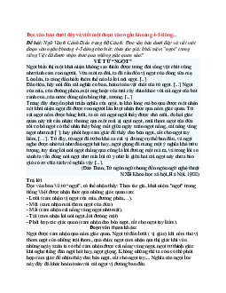 Văn mẫu lớp 6 Cánh diều bài Đọc văn bản dưới đây và viết một đoạn văn ngắn khoảng 4-5 dòng...