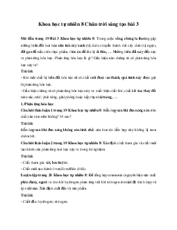 Giải Khoa học tự nhiên 8 bài 3: Phản ứng hóa học và năng lượng trong các phản ứng hóa học | Chân trời sáng tạo