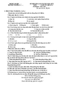 Đề thi học kì 2 môn Lịch sử - Địa lí 6 năm 2022 - 2023 sách Kết nối tri thức với cuộc sống | Đề 1