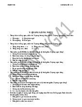 Top 90 câu hỏi trắc nghiệm X quang lồng ngực | môn sinh học | trường Đại học Huế