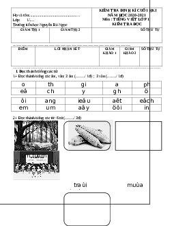 Đề thi Tiếng Việt lớp 1 học kì 1 | Đề 5| Kết nối tri thức