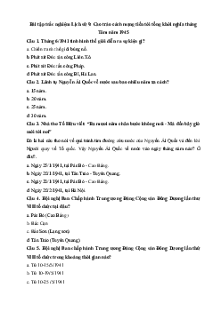 Giải bài tập SGK Lịch sử 9 bài 22 ( có đáp án)