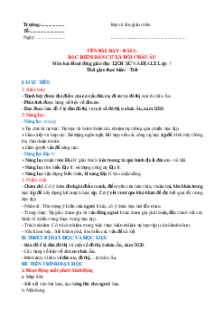 Giáo án Bài 2: Đặc điểm dân cư, xã hội Châu Âu Địa lý 7 | Kết nối tri thức