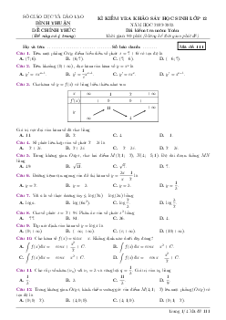 Đề kiểm tra khảo sát Toán 12 năm 2022 – 2023 sở GD&ĐT Bình Thuận