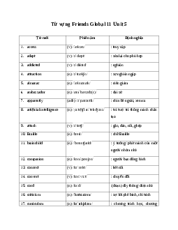 Giải Tiếng Anh 11 Unit 5: 5A Vocabulary | Friends Global