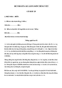 Đề thi giữa kì 1 lớp 5 môn Tiếng Việt năm 2023 - 2024 - Đề số 2
