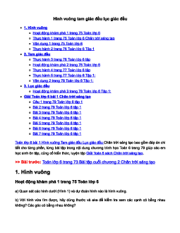 Toán lớp 6 bài 2 Hình chữ nhật - Hình thoi - Hình bình hành - Hình thang cân