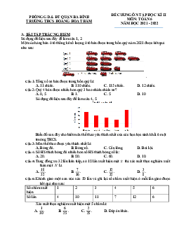 Đề cương học kì 2 Toán 6 năm 2021 – 2022 trường THCS Hoàng Hoa Thám – Hà Nội