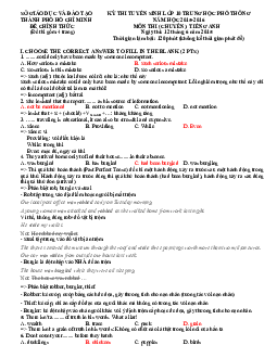Kỳ thi tuyển sinh lớp 10 trung học phổ thông năm 2015-2016 đề chính thức môn thi Tiếng Anh Thành Phố Hồ Chí Minh