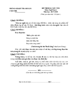 Đề thi học sinh giỏi môn Ngữ văn lớp 6 phòng GD&ĐT Thanh Sơn năm 2017 - 2018