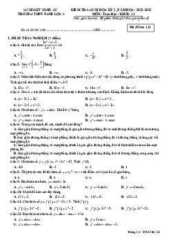 Đề cuối học kỳ 2 Toán 11 năm 2022 – 2023 trường THPT Nghi Lộc 4 – Nghệ An