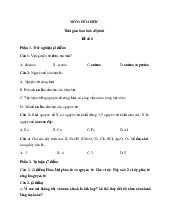 Đề khảo sát chất lượng đầu năm lớp 8 môn Hóa 2022 - 2023 - Đề 8