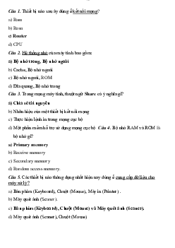 Câu hỏi trắc nghiệm ôn tập môn Tin học cơ sở có đáp án | Học viện Công nghệ Bưu chính Viễn thông