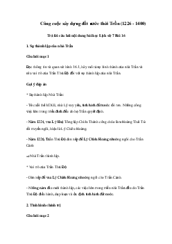 Giải Lịch sử 7 Bài 16: Công cuộc xây dựng đất nước thời Trần (1226 - 1400) | Cánh diều