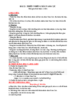 Giáo án Địa lí 7 Bài 23: Thiên Nhiên Châu Nam Cực | Chân trời sáng tạo