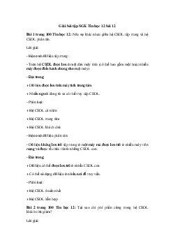 Giải bài tập SGK Tin học 12 Bài 12: Các loại kiến trúc của hệ cơ sở dữ liệu