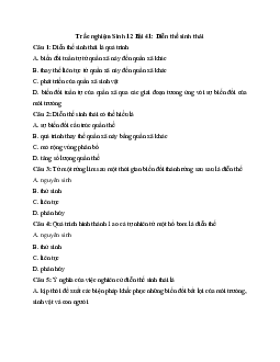 Trắc nghiệm Sinh 12 Bài 41: Diễn thế sinh thái
