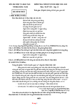 Đề thi HK2 Ngữ Văn 12 Sở GD Quảng Nam 2021-2022 (có đáp án)