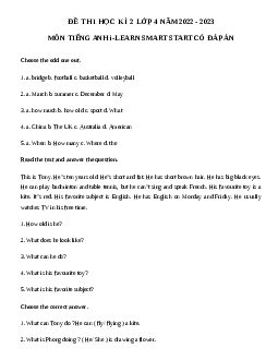 Đề thi tiếng Anh lớp 4 học kì 2 i-Learn Smart Start số 3