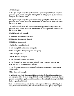 Tổng hợp câu hỏi trắc nghiệm hay | Môi trường và phát triển | Đại học Khoa học Xã hội và Nhân văn, Đại học Quốc gia Thành phố HCM