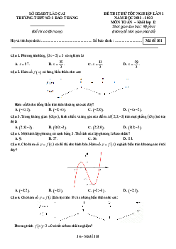 Đề thi thử THPT Quốc gia năm 2023 môn Toán lần 1 trường THPT Bảo Thắng 2, Lào Cai