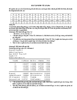 Bài tập tự luận môn Kinh tế lượng có lời giải