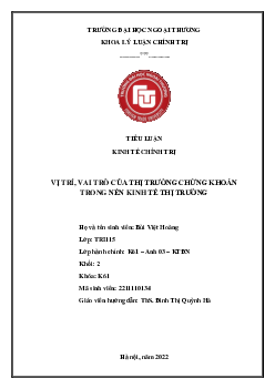 Tiểu luận "Vị trí, vai trò của thị trường chứng khoán trong nền kinh tế thị trường"