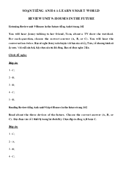 Review Unit 9 lớp 6 Houses in the future - Smart World